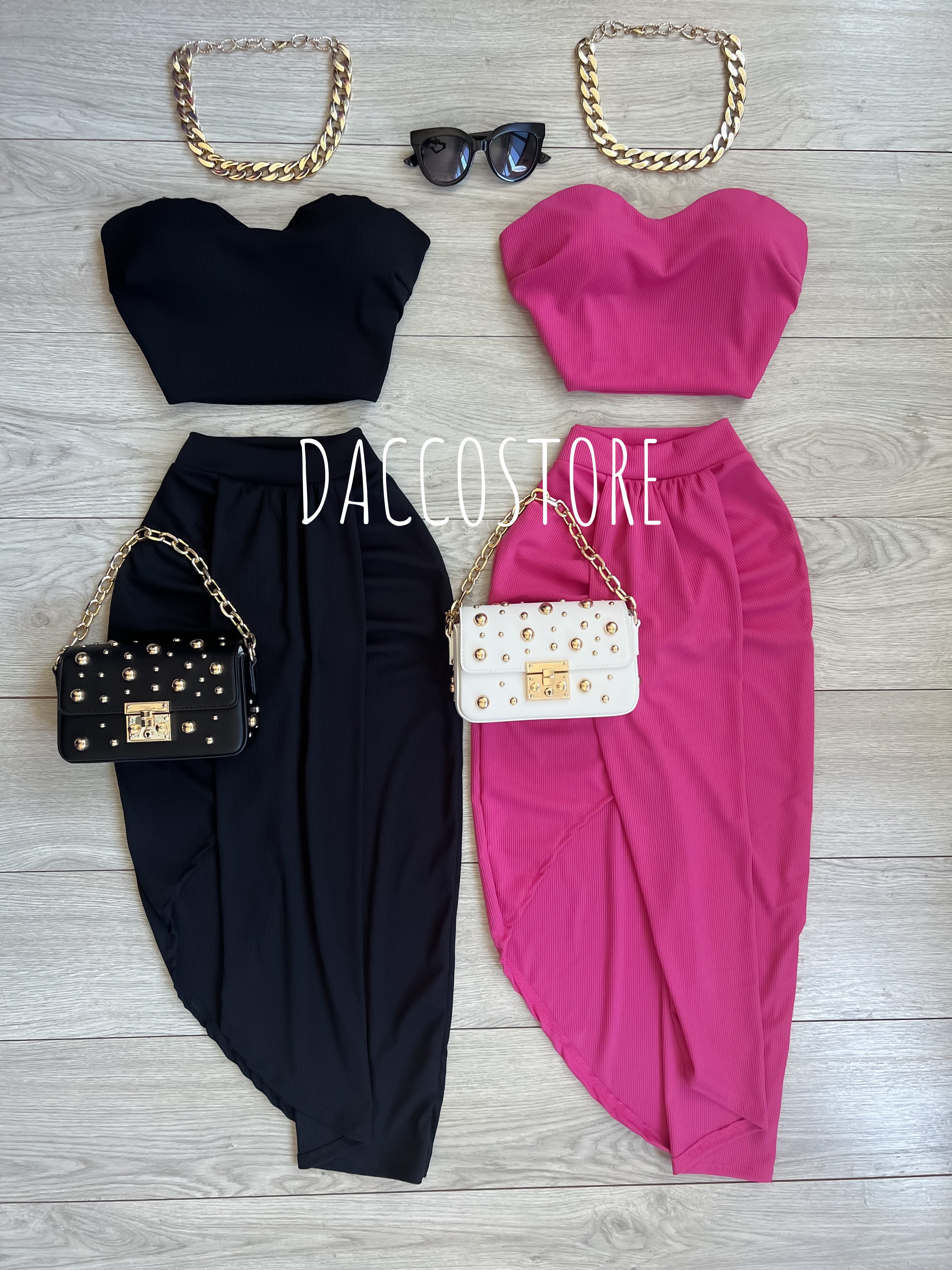 Conjunto top bandeau y falda