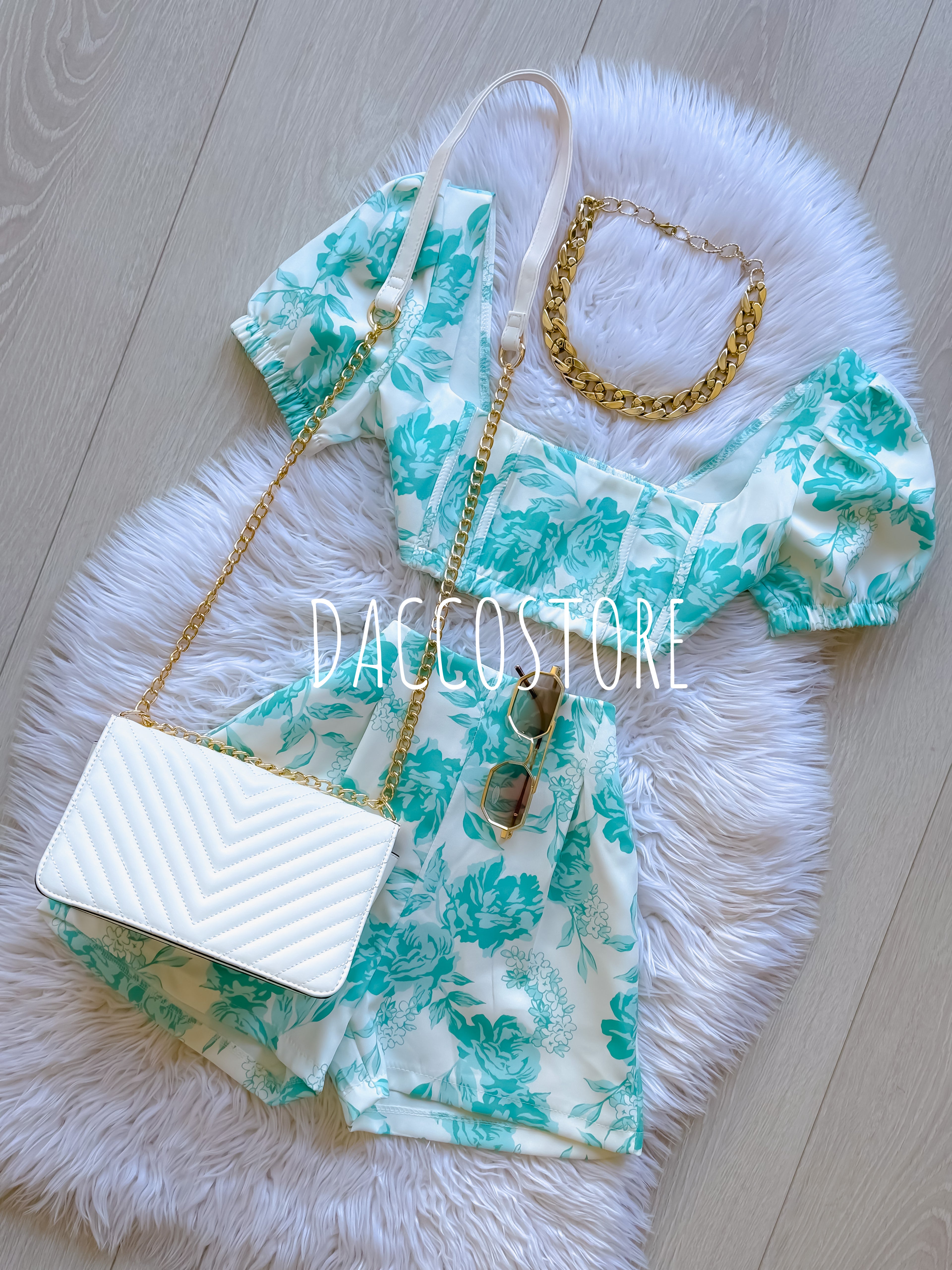 Conjunto Top e Calção Florido