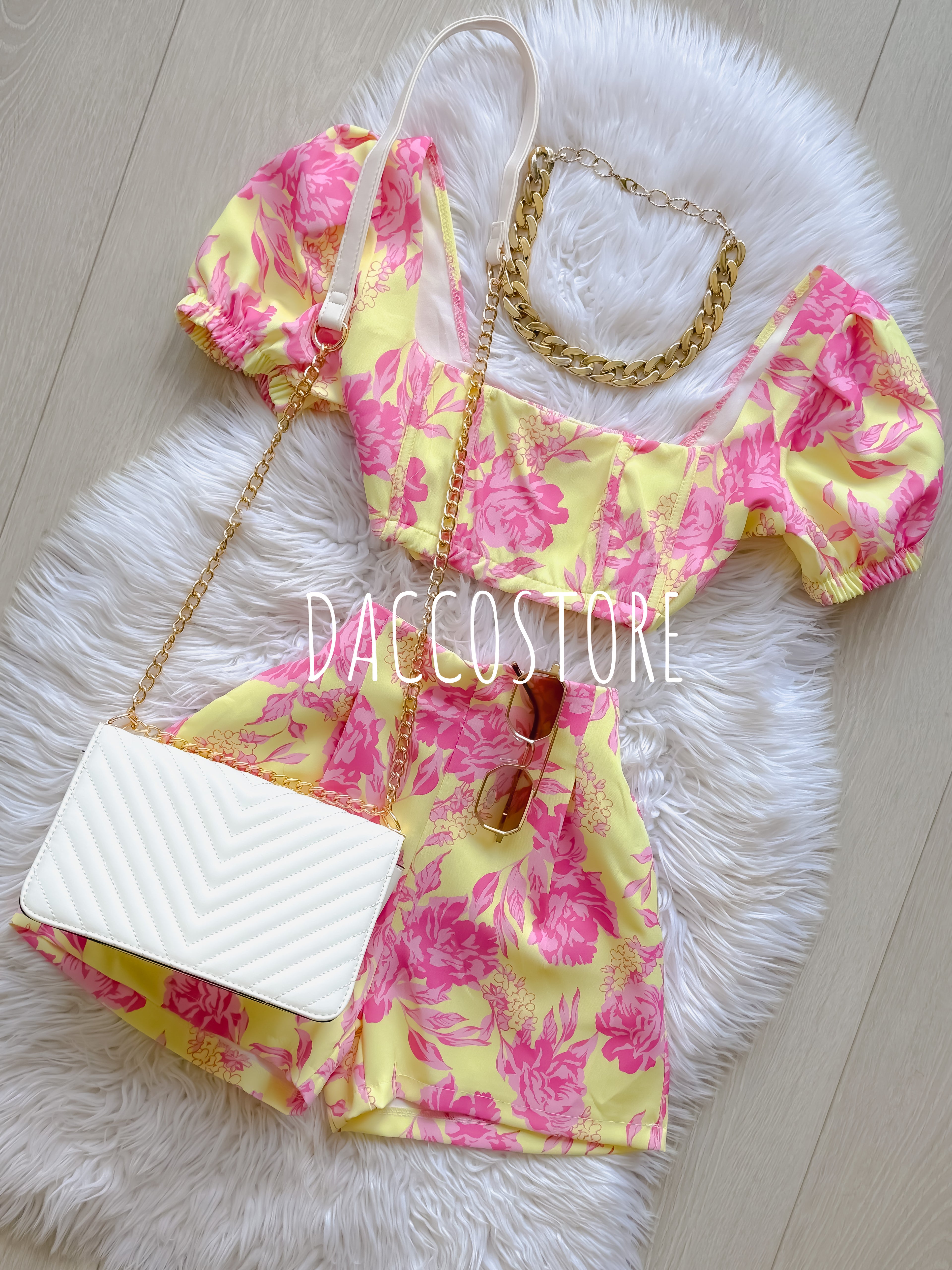 Conjunto Top e Calção Florido