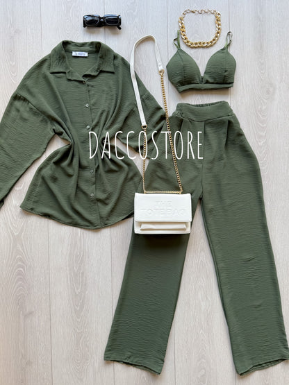 Conjunto Top, Camisa e Calça