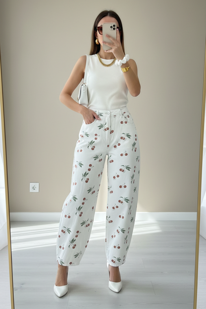 Calça Cherry Balloon - abaixo do tornozelo
